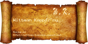Wittman Koppány névjegykártya